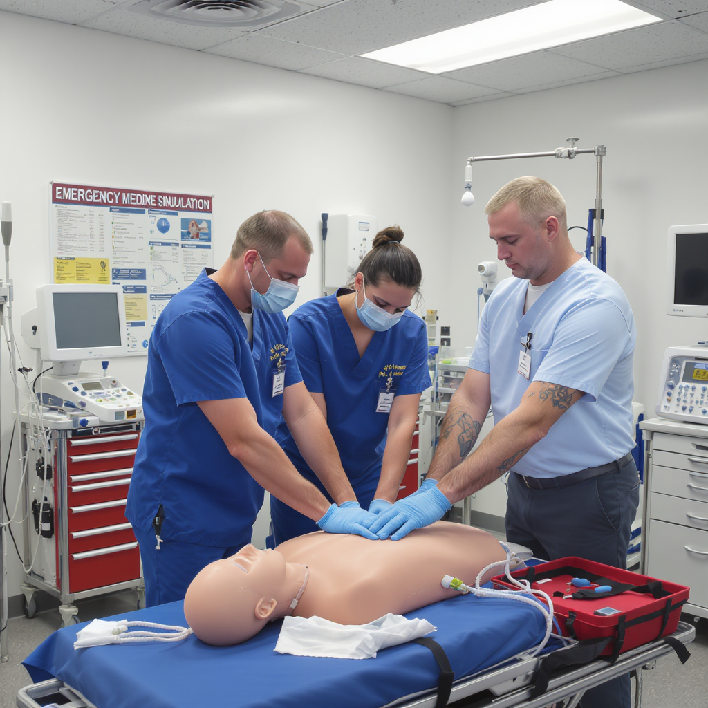 Advanced life support workshop with emergency medicine specialists training resuscitation